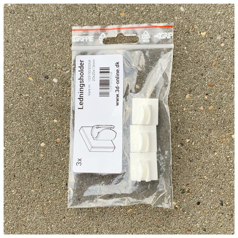 Ledningsholder m/klæber, 3pk